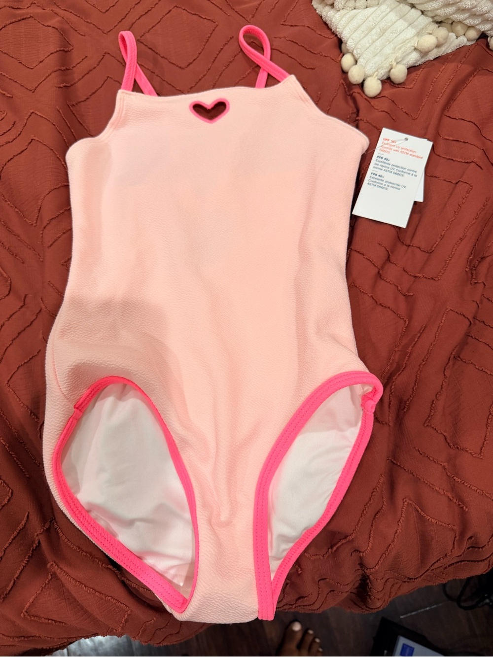 Old Navy - Pink Heart Cutout One-Piece Swimsuit w/ Hot Pink Trim - Size 6